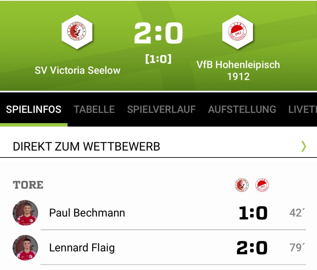 SV Victoria Seelow - VfB Hohenleipisch 1912 2:0 (1:0)