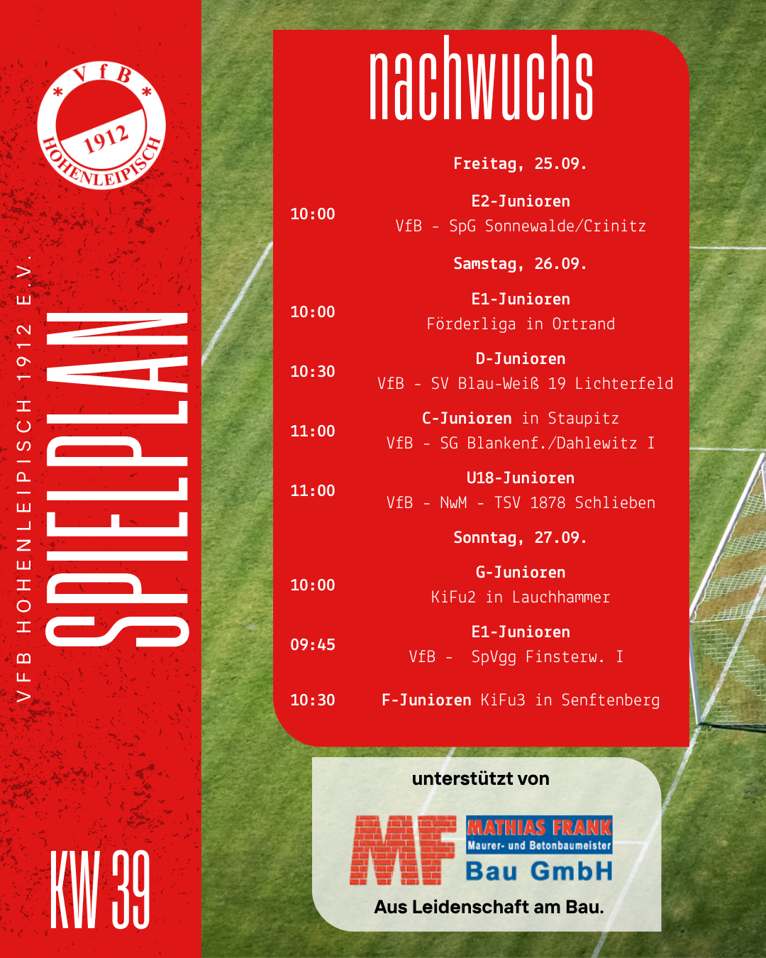 Spielplan KW39 - Nachwuchs